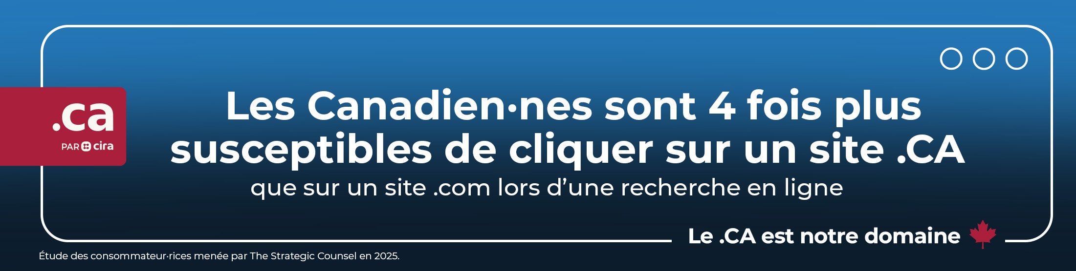 Les Canadiens sont quatre fois plus susceptibles de cliquer sur un site web en .CA que sur un site en .com lorsqu'ils effectuent une recherche en ligne - .CA par CIRA